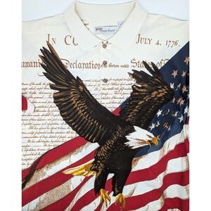 Patriotic Polo Shirt Men XL‎ Declaration of Independence Eagle American Summer